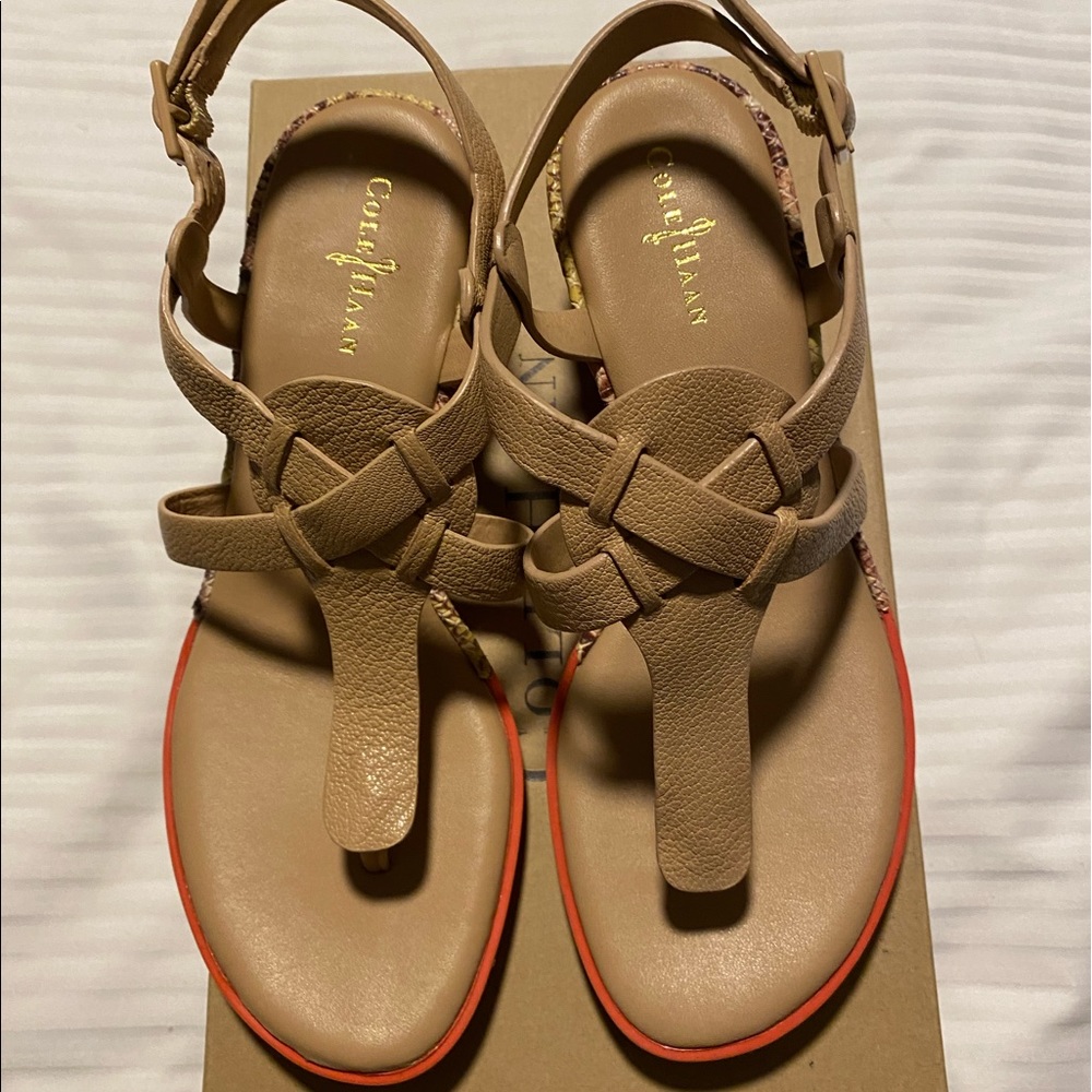 Tan Cole Haan wedge sandals